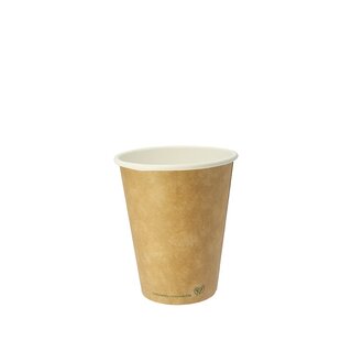 Bio Kaffeebecher Kraft PLA 200 ml/8oz, Ø 80 mm